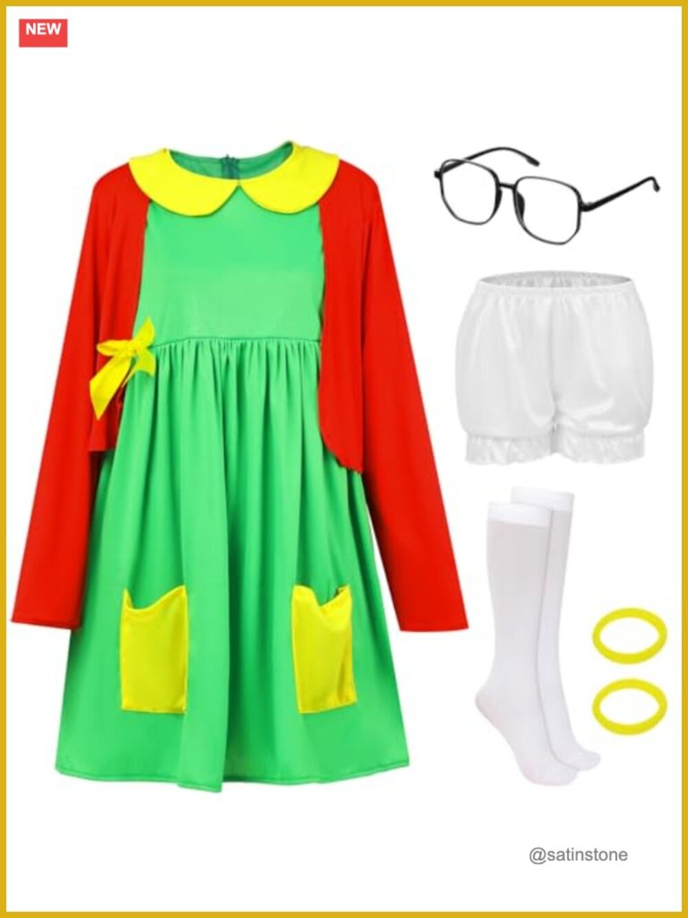 7 Pc Women's Halloween Cosplay Costume Set Dress Cardigan Shorts